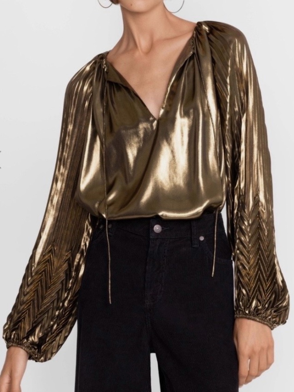 Johnny Was Metallic Golden Gem Blouse NWT
